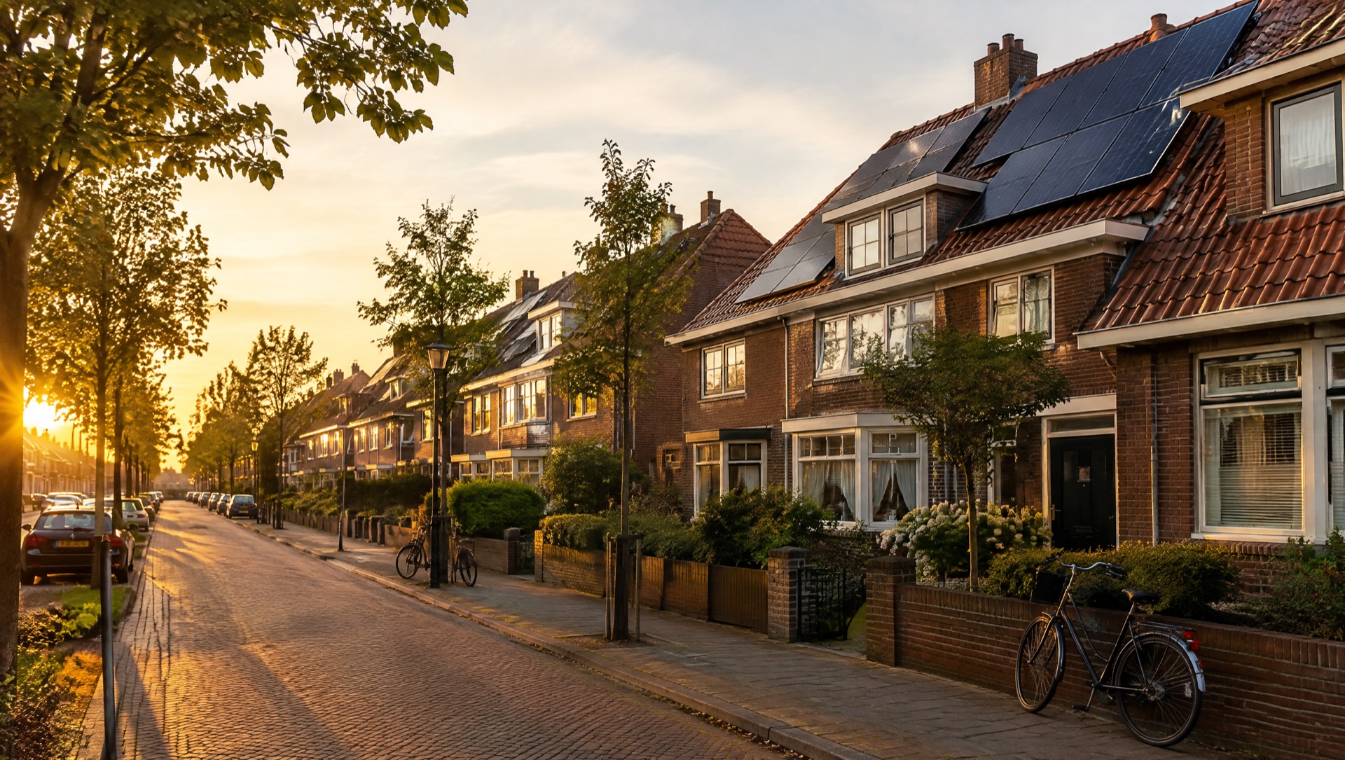 Woning met zonnepanelen op het dak